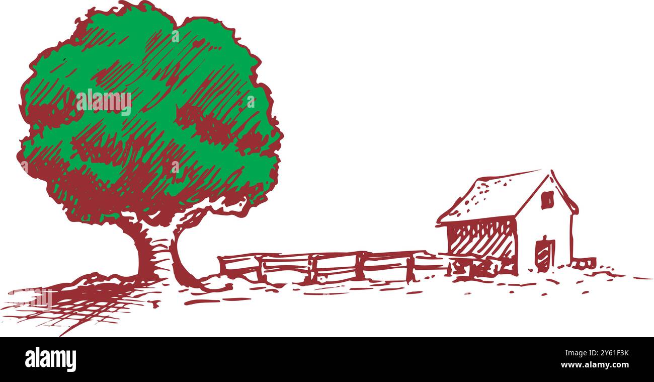 ferme isométrique avec grange de moulins et clôture de foin de silo et illustration vectorielle isolée de lampadaire Illustration de Vecteur