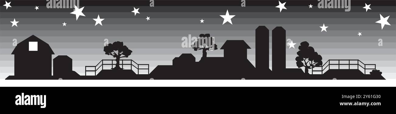 ferme isométrique avec grange de moulins et clôture de foin de silo et illustration vectorielle isolée de lampadaire Illustration de Vecteur