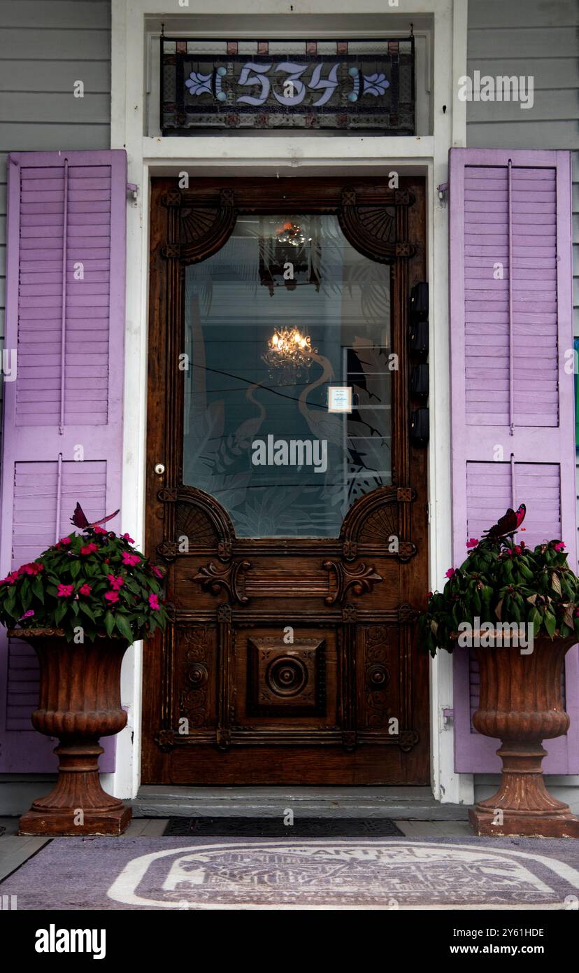 Porte, Maison dans la vieille ville, Key West, Floride, États-Unis Banque D'Images