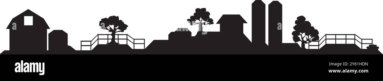 ferme isométrique avec grange de moulins et clôture de foin de silo et illustration vectorielle isolée de lampadaire Illustration de Vecteur