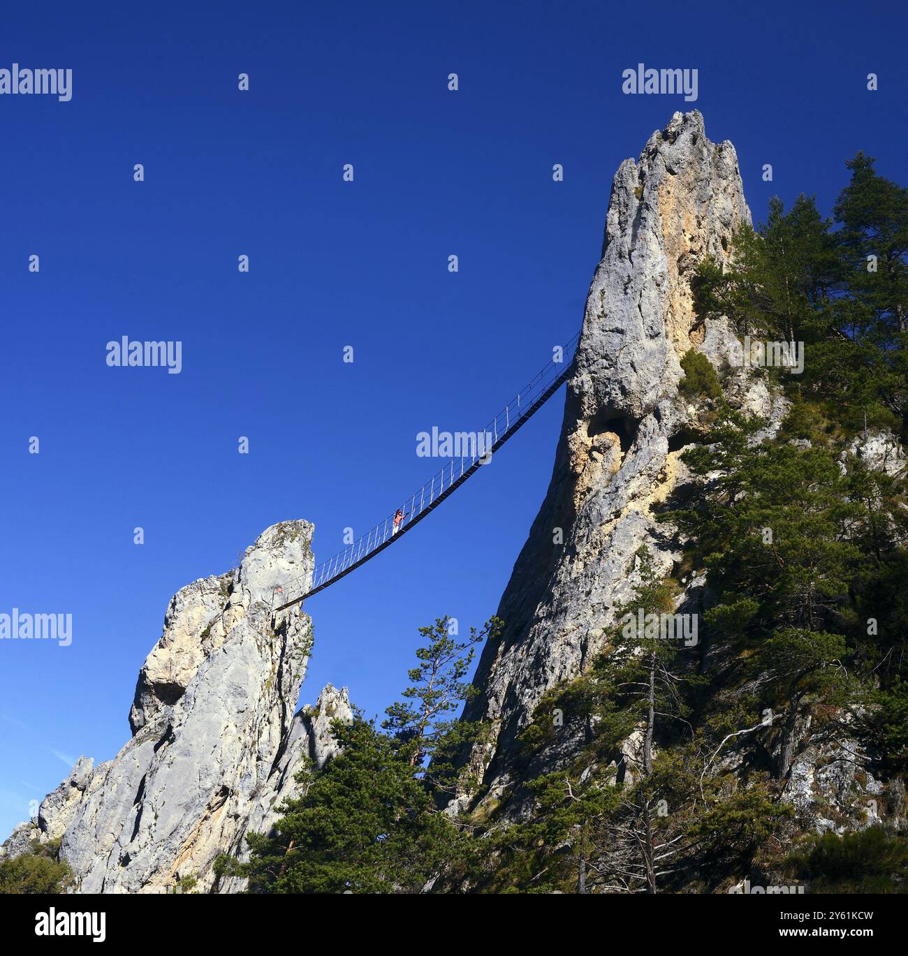 FRANCE, ALPES MARITIMES ( 06 ), LA COLMIANE, LA LONGUE ET DURE VIA FERRATA APPELÉE BAUS DE LA FREMA PRÈS DE LA VILLE DE NICE, MR Banque D'Images