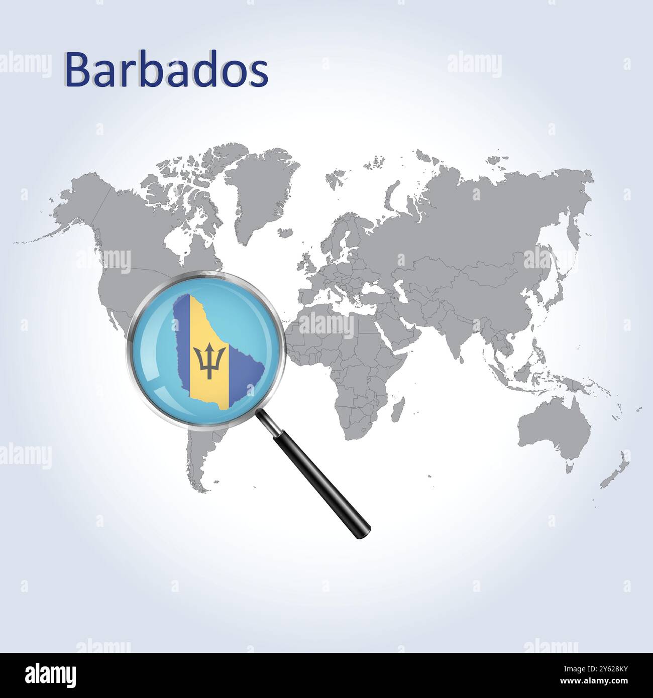 Carte et drapeau agrandie de la Barbade, cartes agrandies de la Barbade, Art vectoriel Illustration de Vecteur