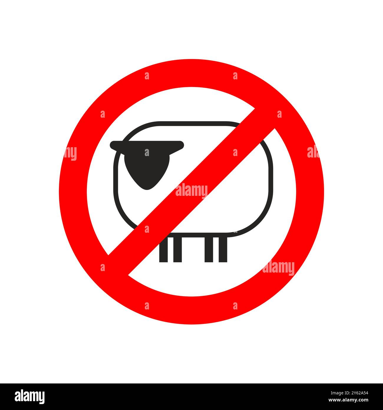 Arrêtez les moutons. Panneau rouge d'interdiction. Interdire les moutons Illustration de Vecteur