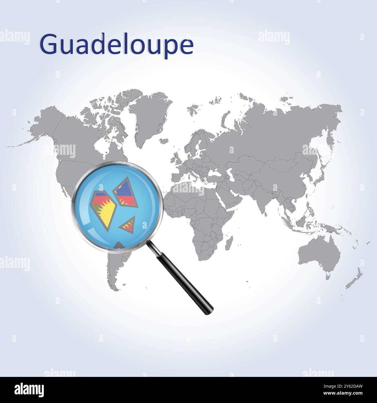 Guadeloupe carte agrandie et drapeau, Guadeloupe cartes agrandies Illustration de Vecteur