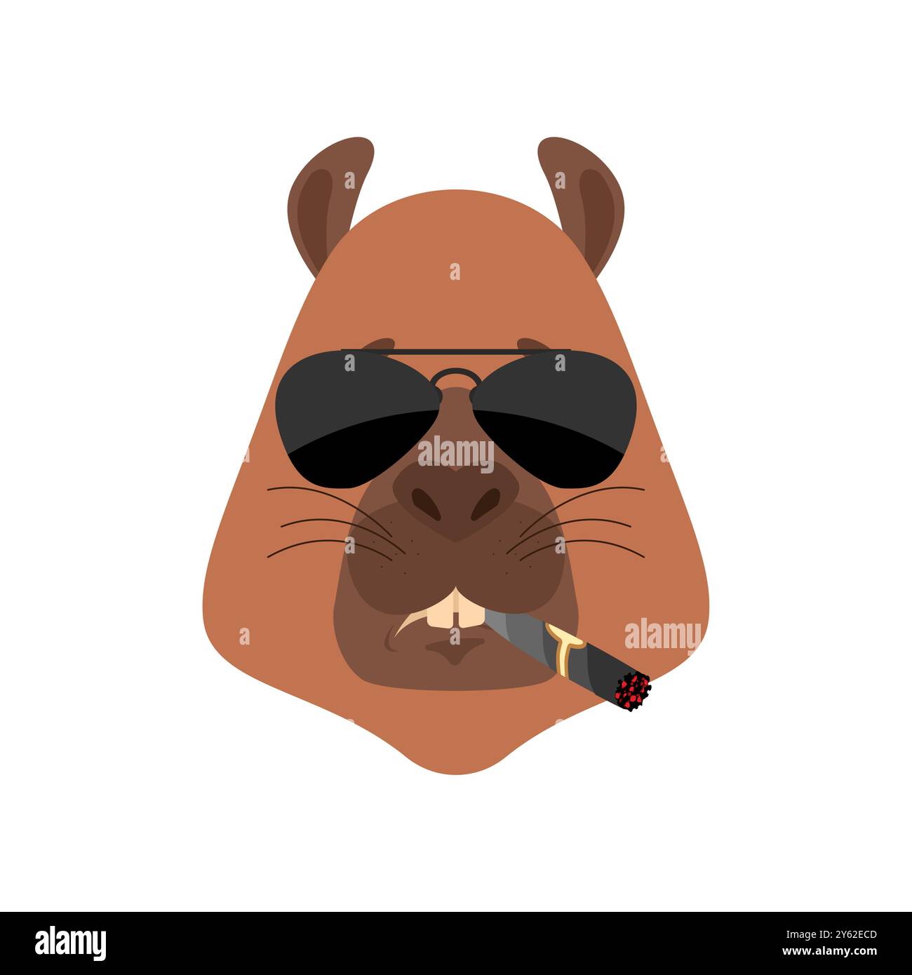 Capybara fumant cigare emoji. Rongeur cool avatar sérieux des émotions. Beast strict. Illustration vectorielle Illustration de Vecteur
