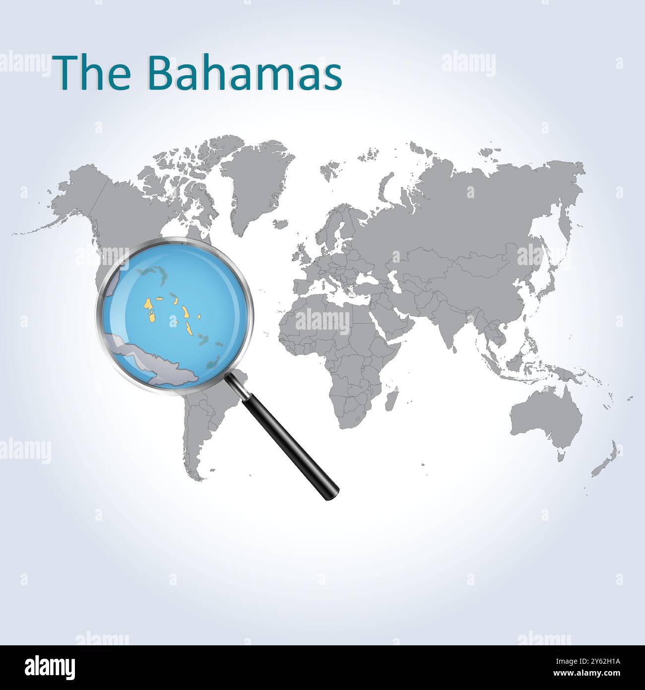 La carte et le drapeau agrandis des Bahamas, les cartes agrandies des Bahamas, l'art vectoriel Illustration de Vecteur