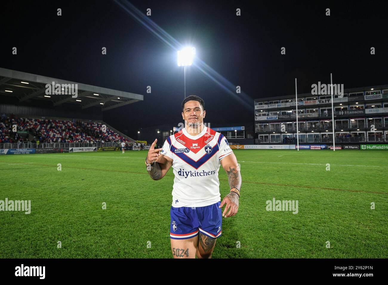 Wakefield, Angleterre. 21 septembre 2024 - Renouf Atoni de Wakefield Trinity . Rugby League Betfred Championship, Wakefield Trinity vs Barrow Raiders au DIY Kitchens Stadium, Wakefield, Royaume-Uni Dean Williams Banque D'Images