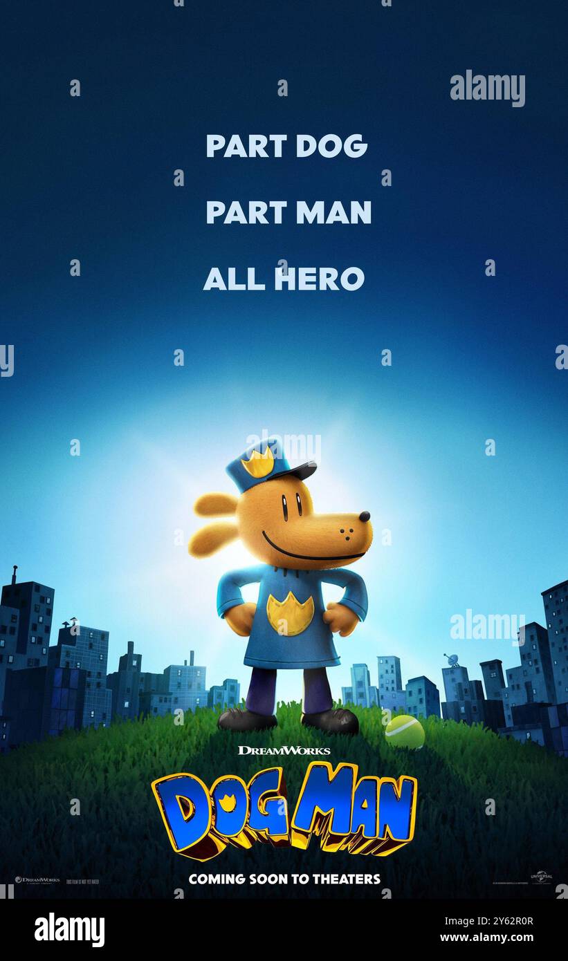 DOG MAN, affiche US Advance, 2025. © DreamWorks animation / Universal Pictures /Courtesy Everett Collection Banque D'Images
