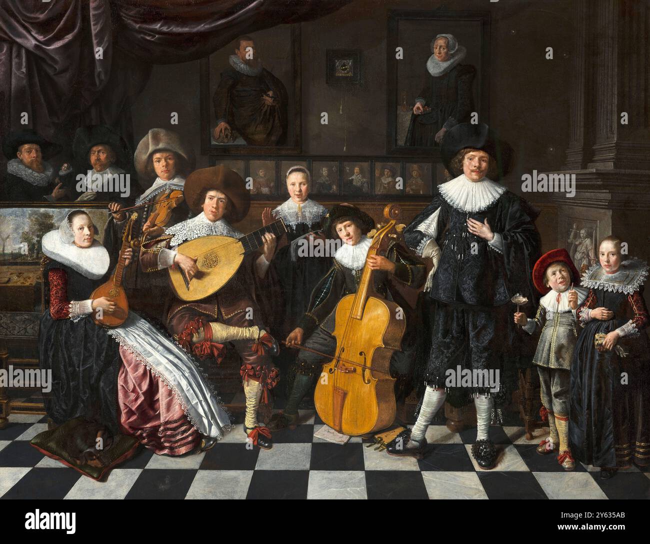 Autoportrait avec les membres de la famille. Musée : Frans Hals Museum Haarlem. AUTEUR : JAN MIENSE MOLENAER. Banque D'Images