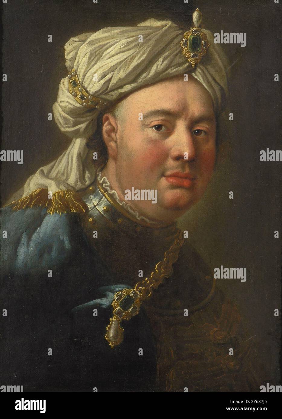 Portrait du comte Gustav Adolf von Gotter dans un turban. Musée : Bratislava City Gallery. Auteur : Mijtens (Meytens), Martin van, The Younger. Banque D'Images