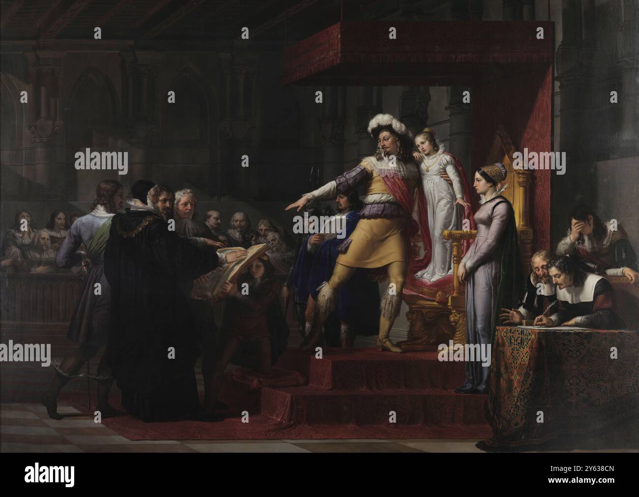 Gustave Adolphe reçoit du Riksdag un serment de loyauté à sa fille Christina avant de partir pour la guerre. Musée : Galleria d'Arte moderna, Milan. Auteur : PELAGIO PALAGI. Banque D'Images