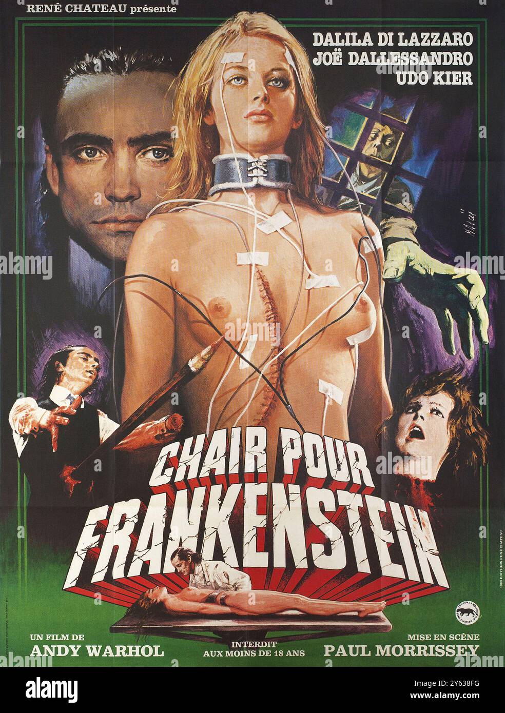 Affiche de film 'Flesh for Frankenstein' de Paul Morrissey. Musée : COLLECTION PRIVÉE. Auteur : Jean Mascii. Banque D'Images