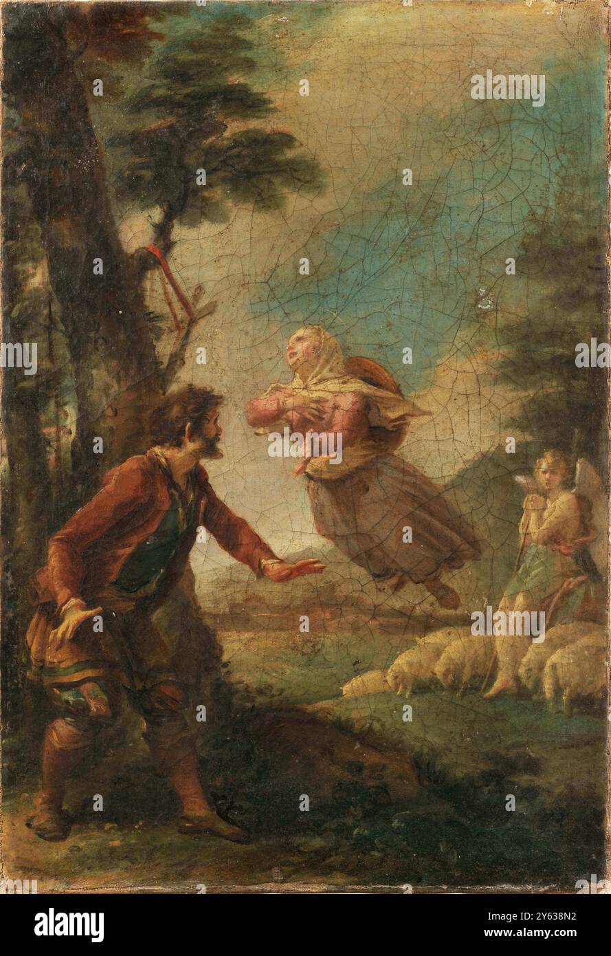 Scène de la vie de Sainte Germaine cousin. Musée : COLLECTION PRIVÉE. Auteur : GIUSEPPE CADES. Banque D'Images