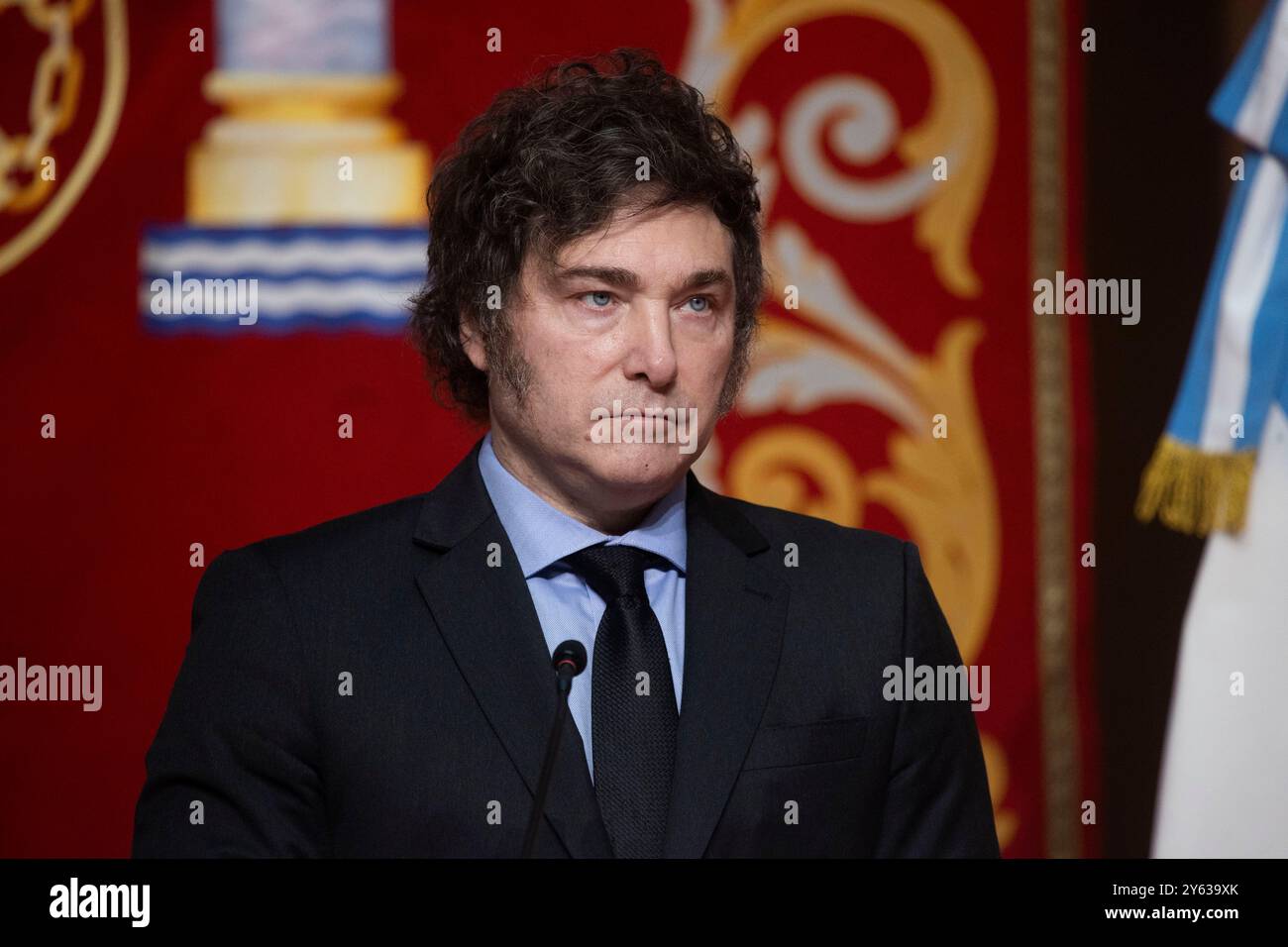 Madrid, 21/06/2024. Le Président de l'Argentine, Javier Milei, reçoit la Médaille internationale de la Communauté de Madrid des mains de la Présidente Isabel Díaz Ayuso. Photo : Ángel de Antonio. ARCHDC. Crédit : album / Archivo ABC / Ángel de Antonio Banque D'Images