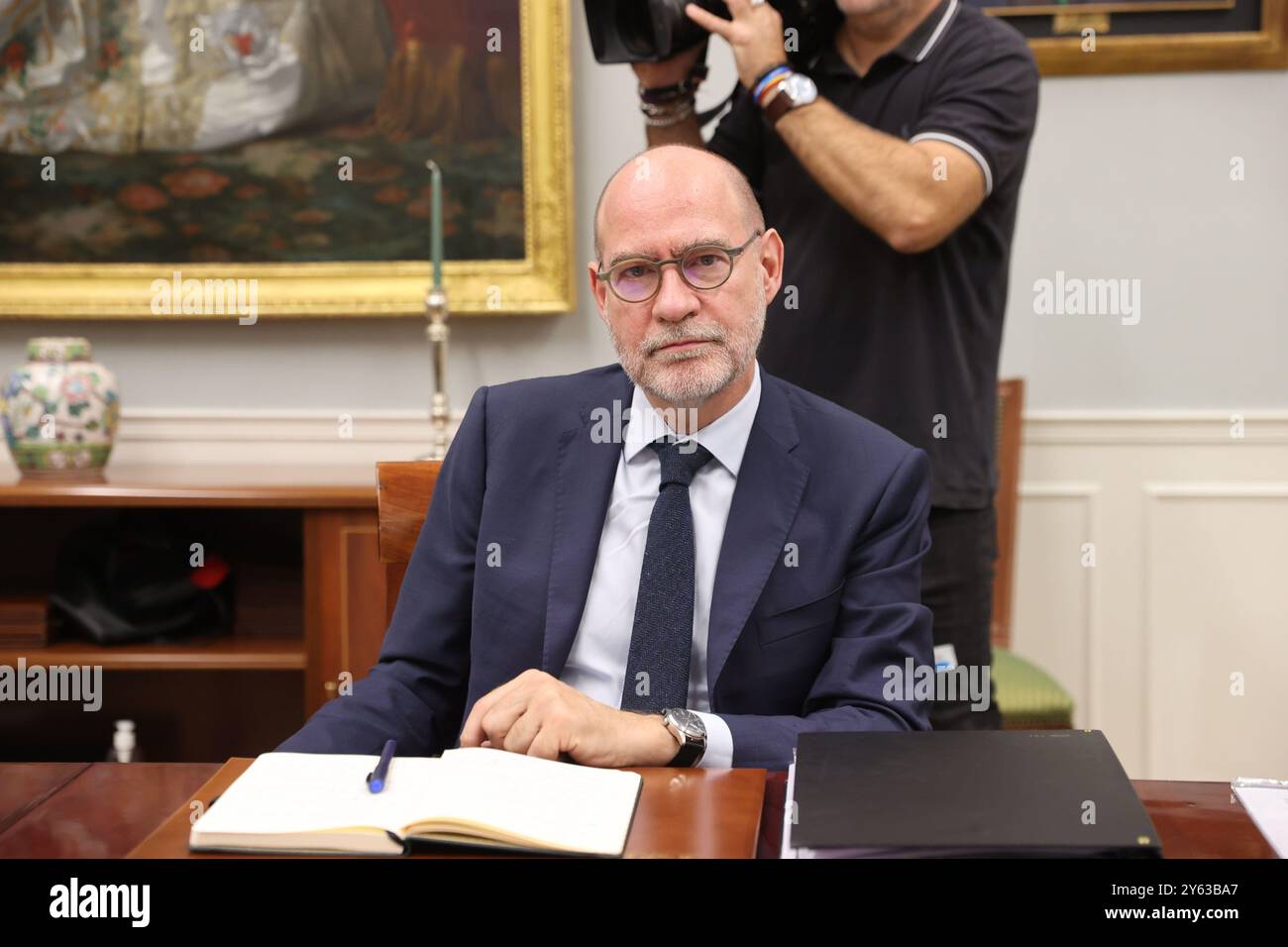 Madrid, 26/10/2023. Réunion ordinaire du conseil de la Cour des comptes présidée par Enriqueta Chicano. Dans l'image, les conseillers Manuel Martín-Granizo Santamaría, Isabel Fernández Torres, Elena Hernáez et Diego Íñiguez. Photo : Jaime García. ARCHDC. Crédit : album / Archivo ABC / Jaime García Banque D'Images
