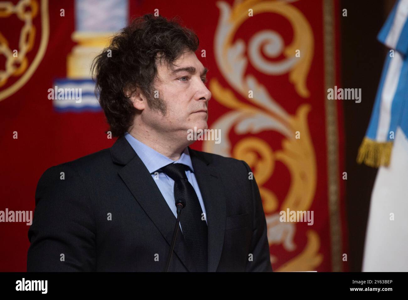 Madrid, 21/06/2024. Le Président de l'Argentine, Javier Milei, reçoit la Médaille internationale de la Communauté de Madrid des mains de la Présidente Isabel Díaz Ayuso. Photo : Ángel de Antonio. ARCHDC. Crédit : album / Archivo ABC / Ángel de Antonio Banque D'Images