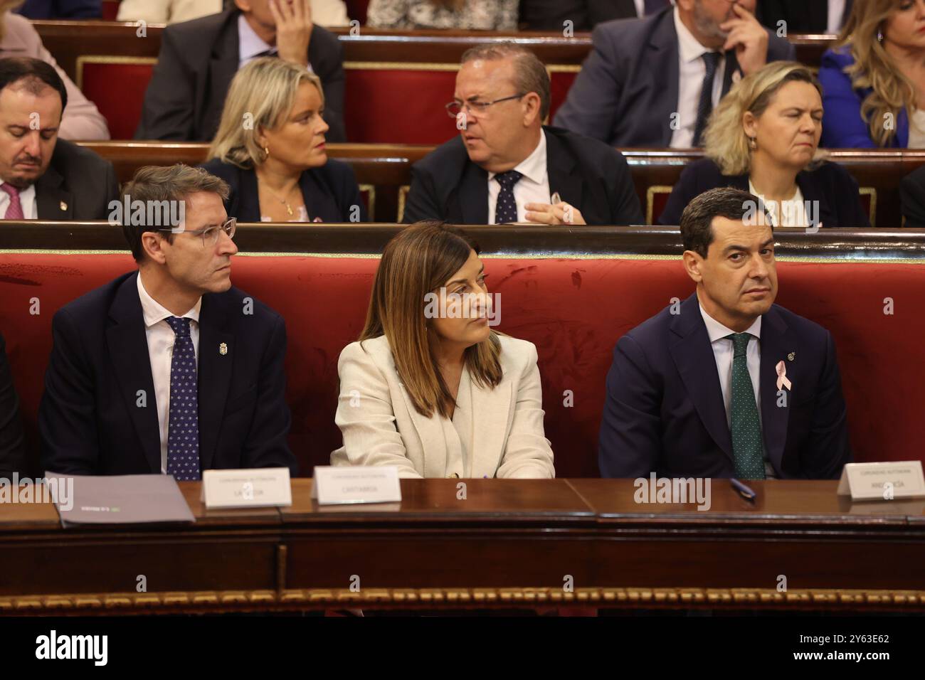 Madrid, 19/10/2023. Palais du Sénat. Comparution des différents présidents régionaux devant la Commission générale des Communautés autonomes du Sénat dans le cadre d'un débat sur l'application effective des principes d'égalité devant la loi de tous les Espagnols. Pere Aragonés, Alfonso Rueda, Juanma Moreno, Mañueco, Marga Prohens, Juan Espadas, Fernandez Vara... Photo : Jaime García. ARCHDC. Crédit : album / Archivo ABC / Jaime García Banque D'Images