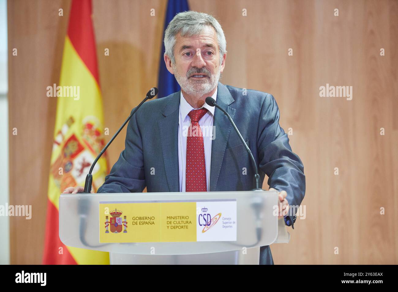 Madrid, 30/07/2019. Conseil supérieur du bâtiment sportif, Ciudad Universitaria. Accueil des deux équipes nationales de water-polo, femmes et hommes. Fernando Carpena, président de la Fédération espagnole de Water Polo. Photo : Guillermo Navarro. ARCHDC. Crédit : album / Archivo ABC / Guillermo Navarro Banque D'Images