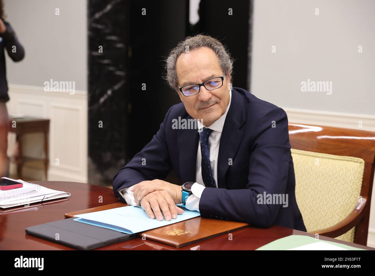 Madrid, 26/10/2023. Réunion ordinaire du conseil de la Cour des comptes présidée par Enriqueta Chicano. Dans l'image, les conseillers Manuel Martín-Granizo Santamaría, Isabel Fernández Torres, Elena Hernáez et Diego Íñiguez. Photo : Jaime García. ARCHDC. Crédit : album / Archivo ABC / Jaime García Banque D'Images