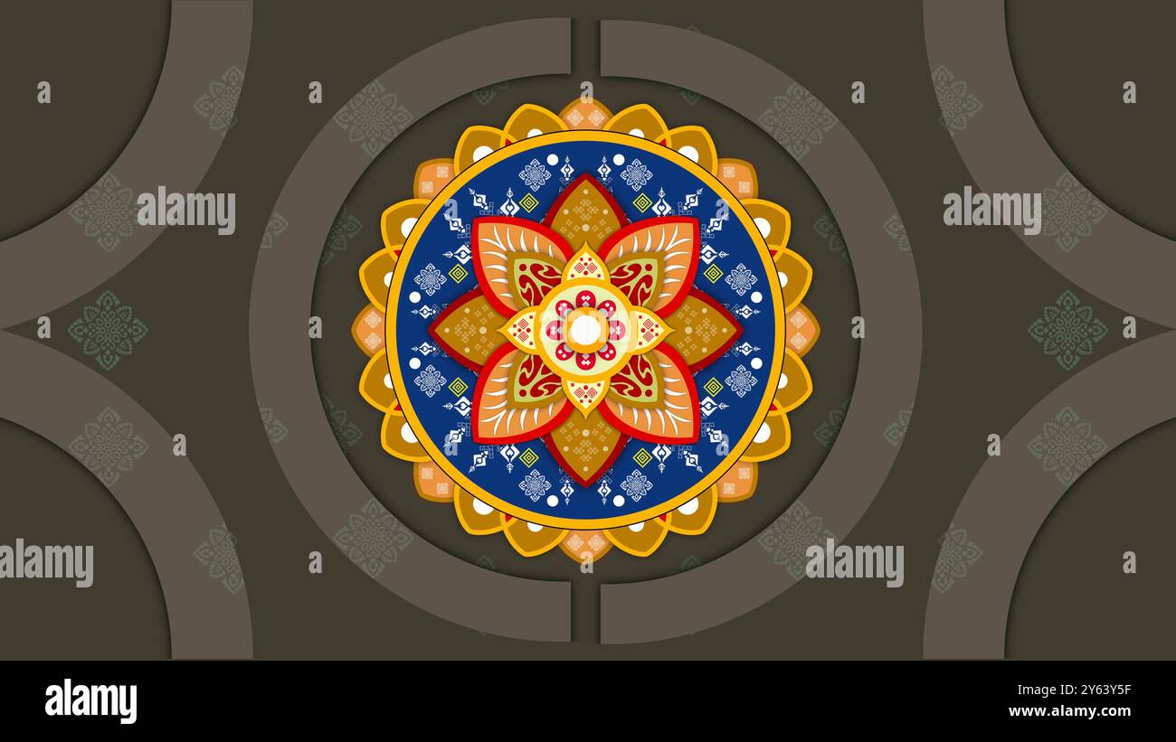 Motif circulaire en forme de mandala. Mandala tatoo au henné. Style Mehndi. Motif décoratif dans le style oriental Banque D'Images