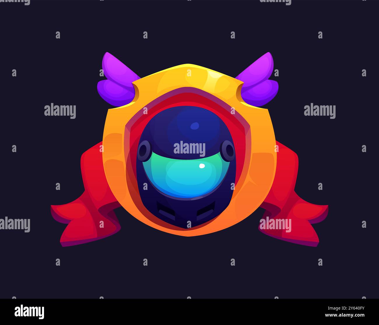 Écusson de classement automobile et automobile, avec un bouclier ailé avec un pare-brise en verre et des rubans rouges. Trophée de sport automobile vectoriel de dessin animé, réalisation de jeu, emblème de classement de courses, icône pop up de récompense Illustration de Vecteur