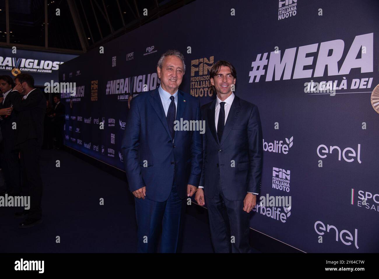 **PAS DE WEB ET DE JOURNAUX SEULEMENT POUR L'ITALIE** merveilleux le Gala des champions italiens sur la photo : Paolo Barelli avec Alessandro Onorato Banque D'Images