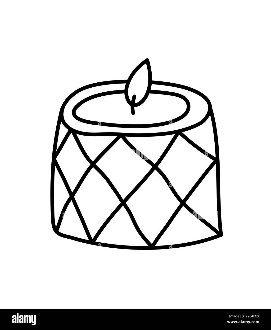 Bougie en coquille de style dopamine brûlant Doodle. Décor de chandelier de ligne esthétique dessiné à la main isolé sur fond blanc. Jour férié, Saint Valentin Illustration de Vecteur