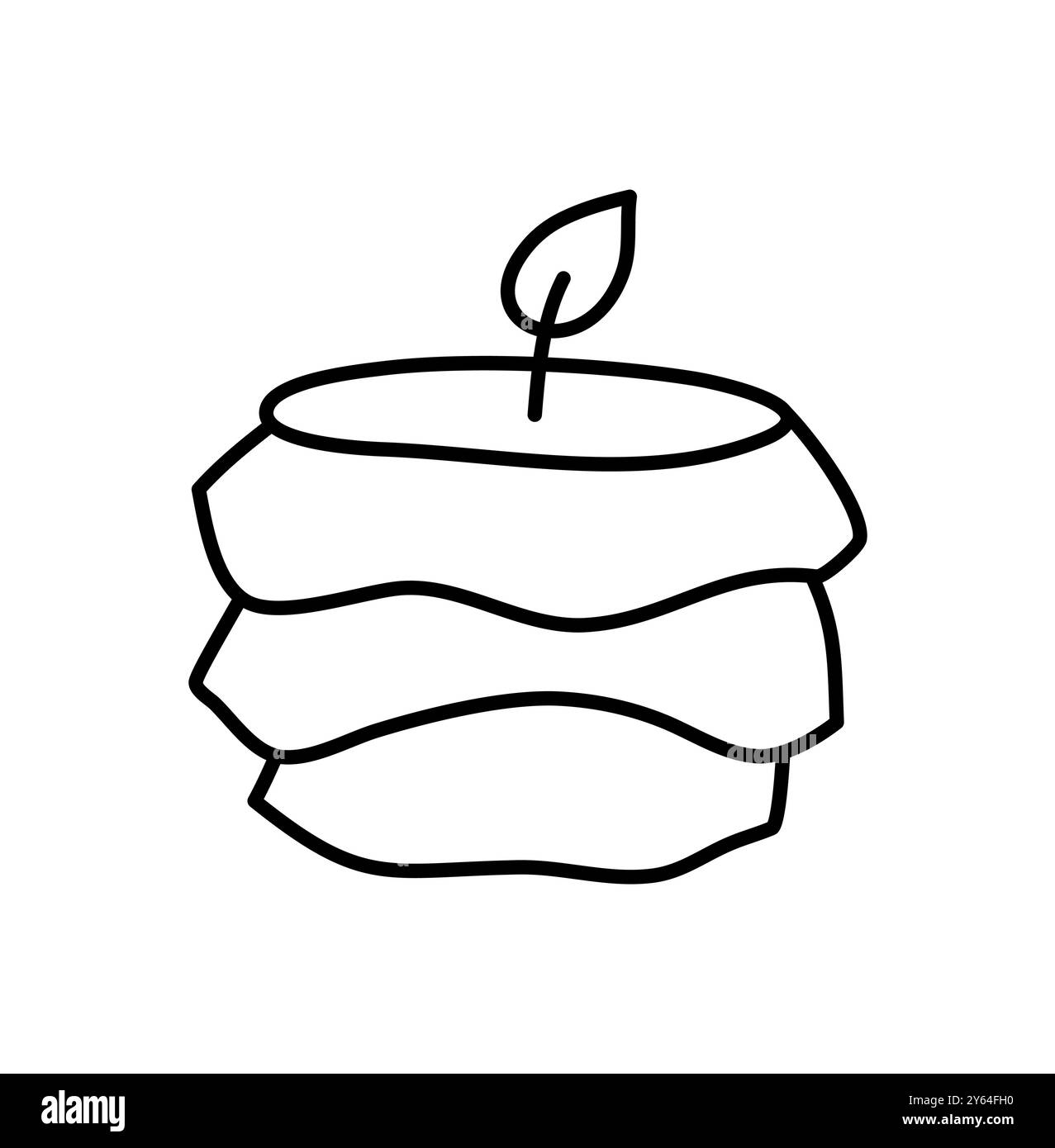 Bougie esthétique de décoration de ligne vectorielle de cire. Illustration colorée dessinée à la main. Délicat élément romantique de décor. Dessinez une bougie allumée chaleureuse Illustration de Vecteur