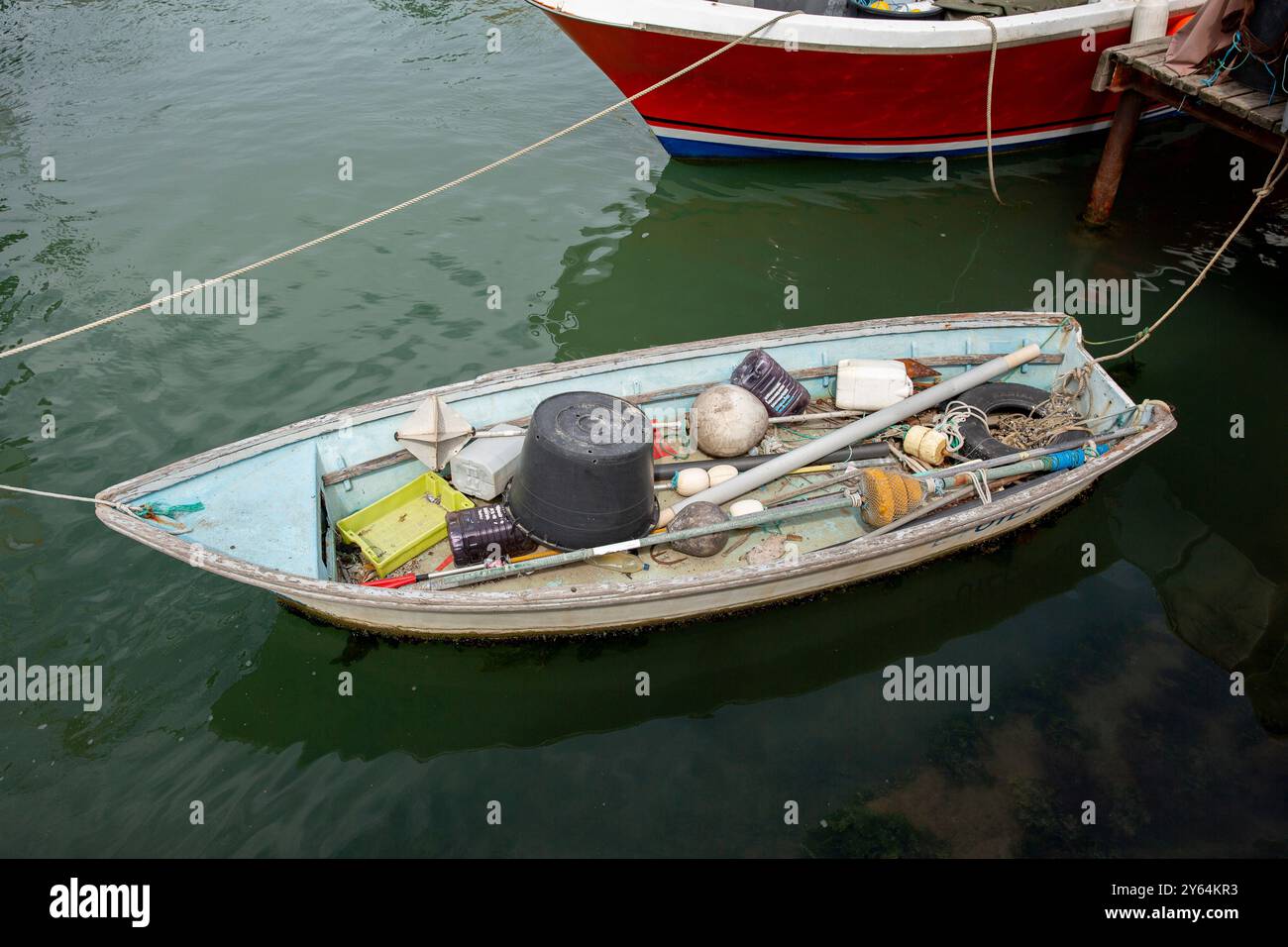 Bateaux de pêche sur les rives du Lez à Palavas les Flots en France Banque D'Images