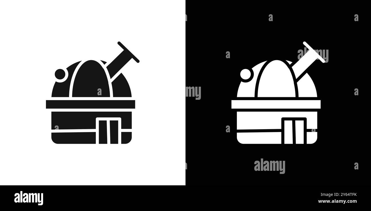 Symbole graphique vectoriel linéaire de l'icône de l'observatoire spatial défini pour l'interface utilisateur de l'application Web Illustration de Vecteur