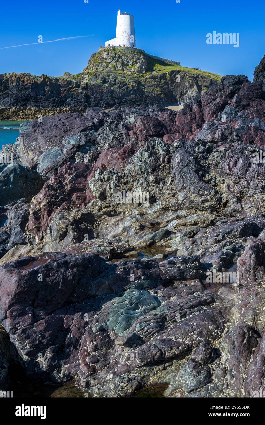 Île de Llanddwyn. Île de Llanddwyn. Phare de Goleudy Tŵr Mawr. Banque D'Images