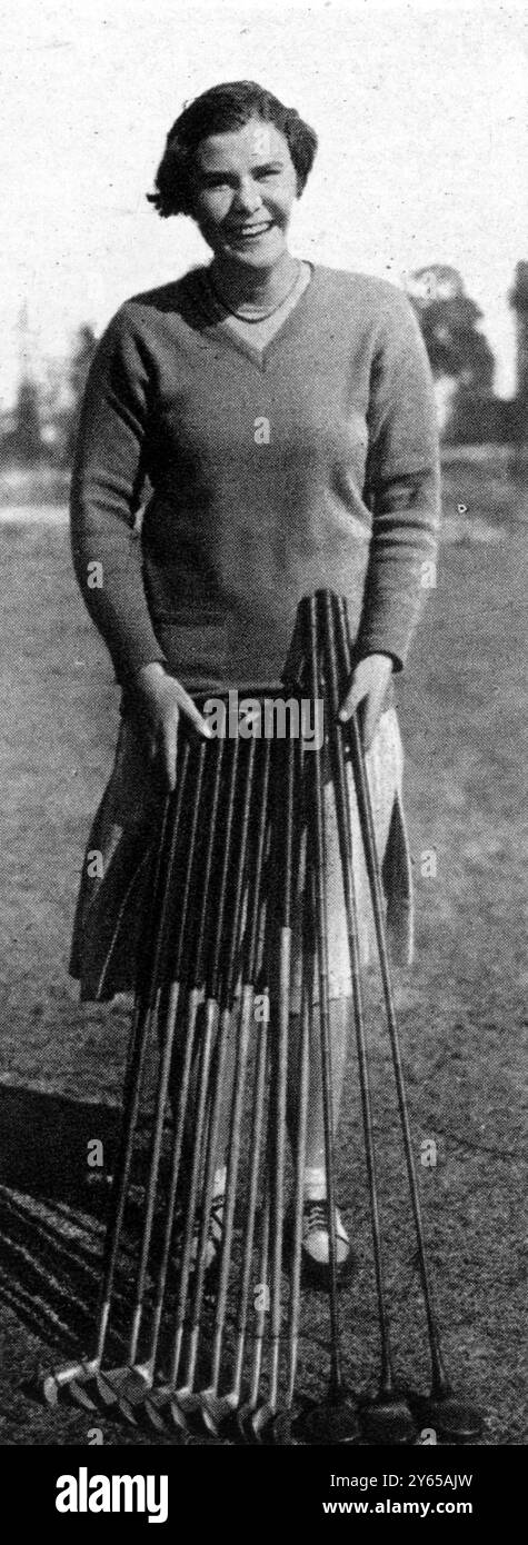 La plus notable des nouvelles arrivantes dans les rangs des joueuses de golf féminines éminentes aux États-Unis : Miss Helen Hicks . 1930 Banque D'Images