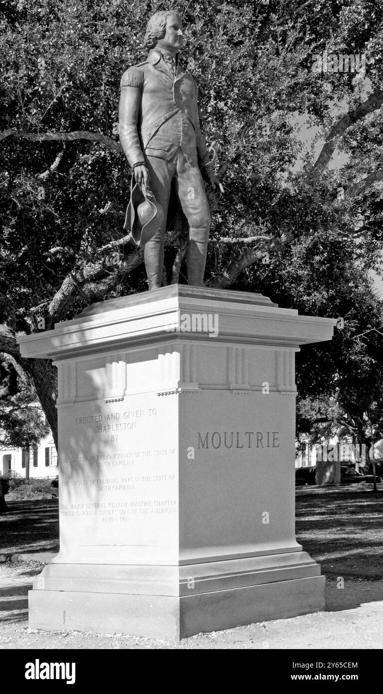 Statue du général William Moultrie à Charleston, Caroline du Sud, États-Unis, honorant le héros de la guerre d'indépendance américaine. Banque D'Images