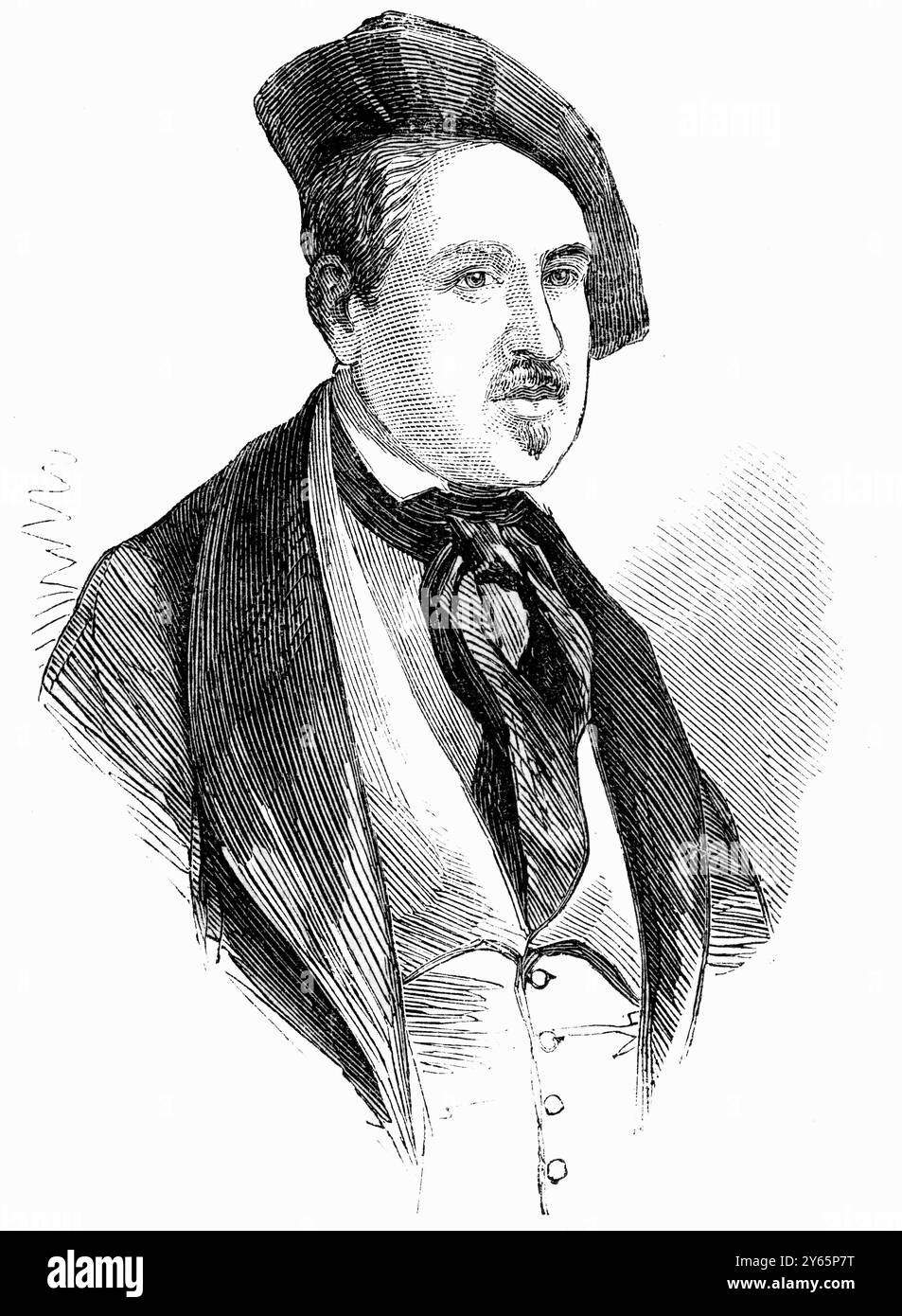 Le regretté Alexis Soyer le sait, il a affecté une immense quantité de bien dans l'amélioration du régime alimentaire de l'armée. M. Soyer, au moment de sa mort, était occupé à améliorer l'alimentation des hôpitaux militaires, des émigrés gouvernementaux et de l'armée. Il ne fait aucun doute que les graines de sa maladie ont été cousues en Crimée, comme depuis qu'il est malade, et un esprit surtaxé a ainsi prématurément amené dans la tombe un homme que le monde pourrait difficilement se permettre de perdre. M. Soyer décéda, jeudi semaine, à sa résidence de John’s Wood. 14 août 1858 L'actualité illustrée de londres Banque D'Images