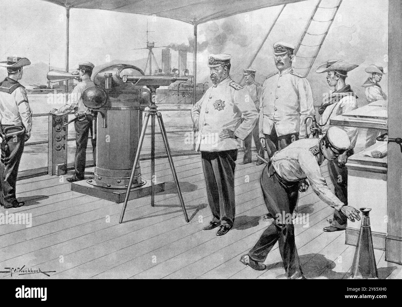 Amiral Togo comme notre artiste l'a vu en service actif à bord de son navire phare le Mikasa. 1904 Banque D'Images