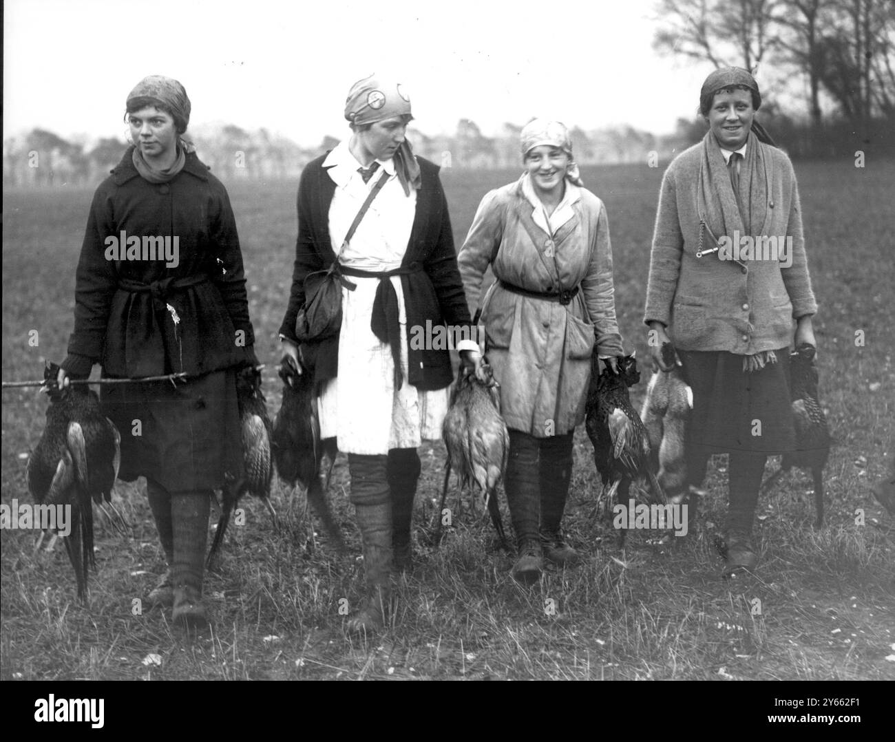 Les girl fouets sur une grande propriété de Norfolk portant le jeu a tiré d'une petite couverture à la voiturette de ferme. Banque D'Images