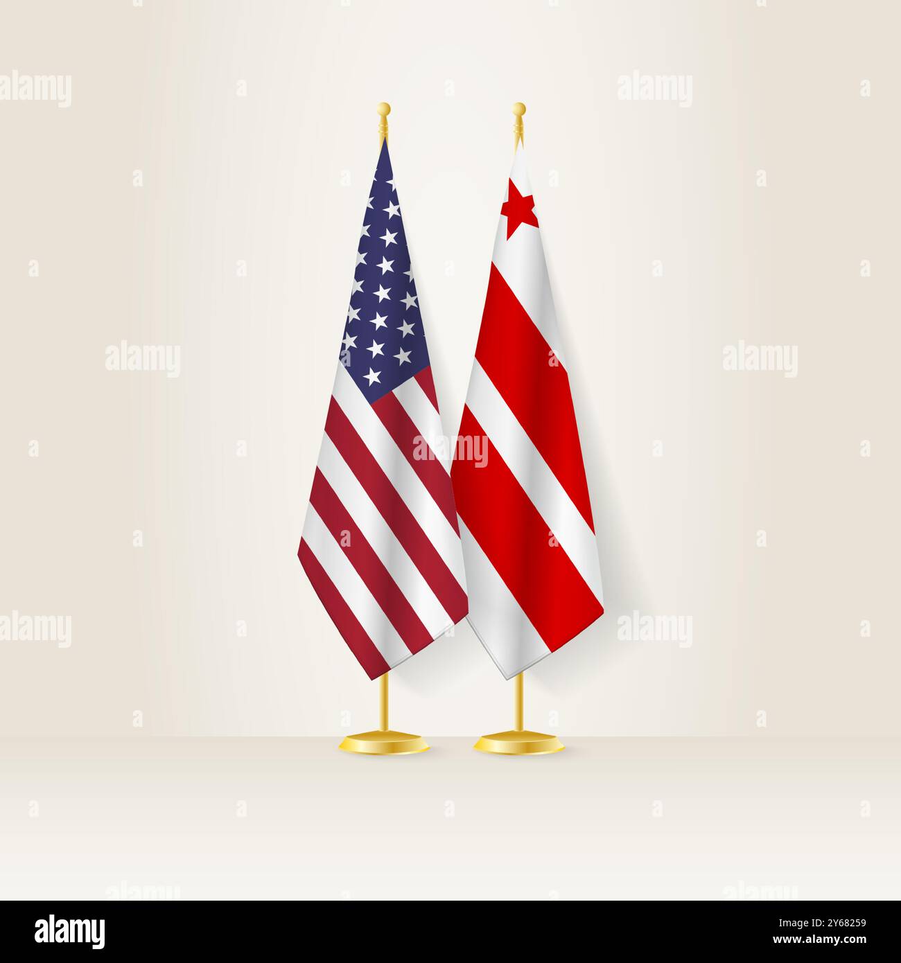 Drapeau national des États-Unis et du District de Columbia sur fond clair. Illustration vectorielle. Illustration de Vecteur