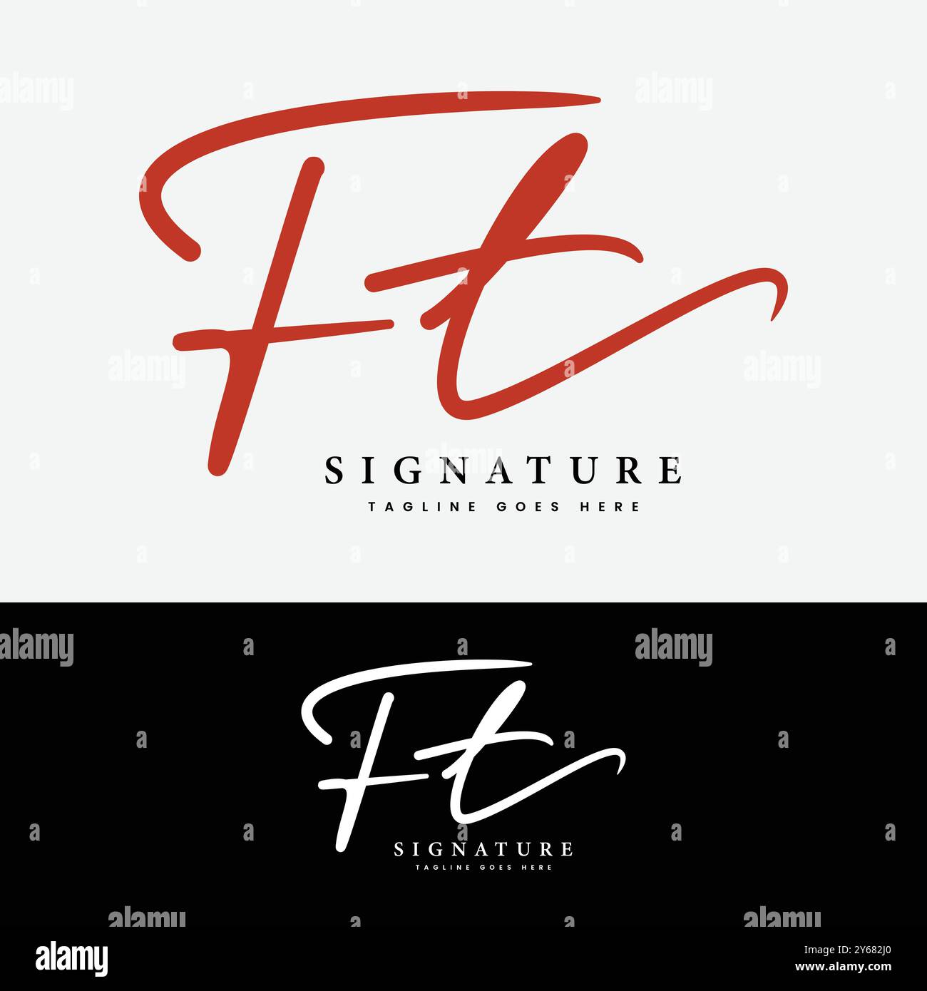 F, T, FT lettre initiale logo. Logo signature manuscrite Alphabet FT Illustration de Vecteur