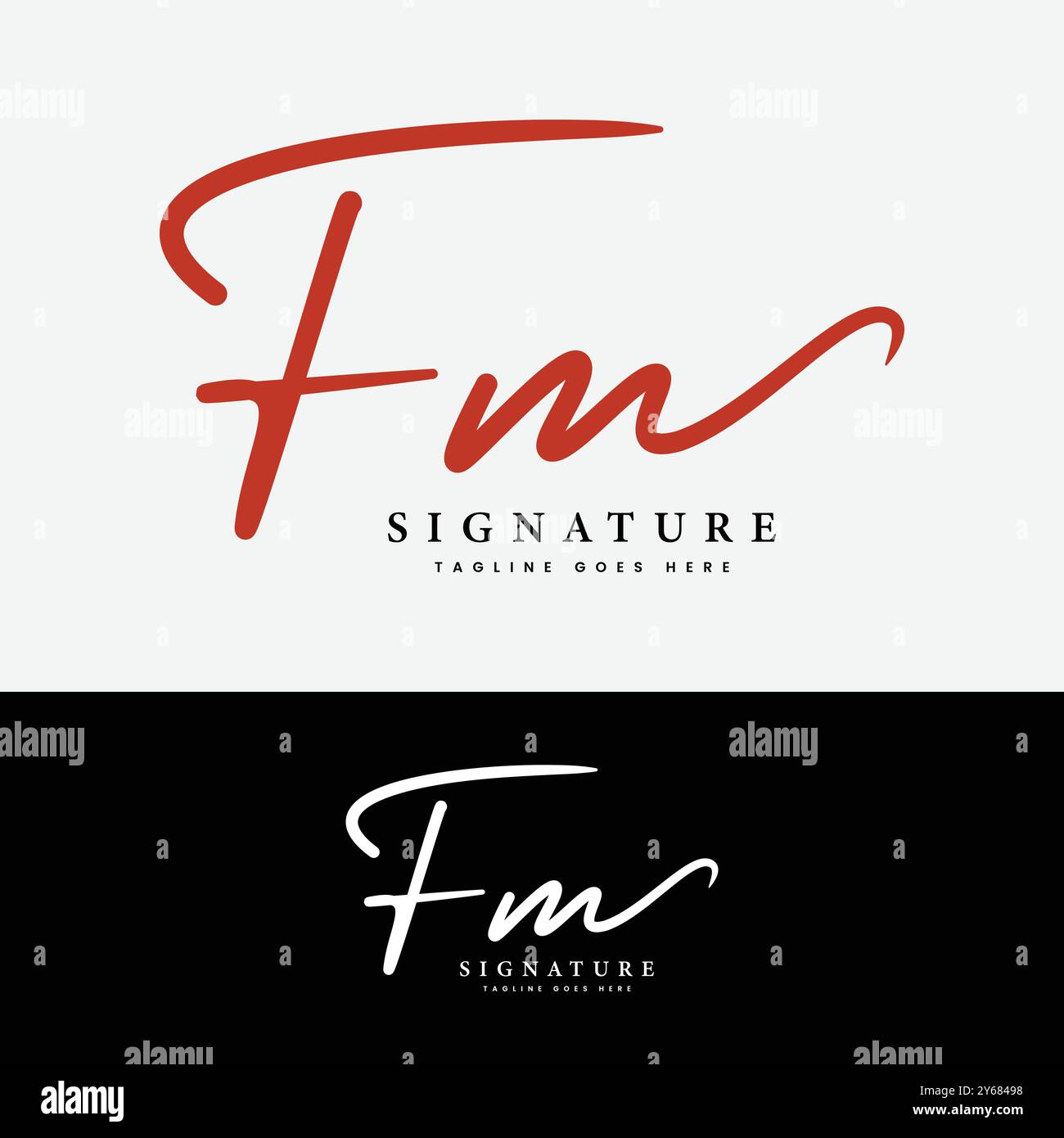 F, M, FM lettre initiale logo. Logo signature manuscrite Alphabet FM Illustration de Vecteur
