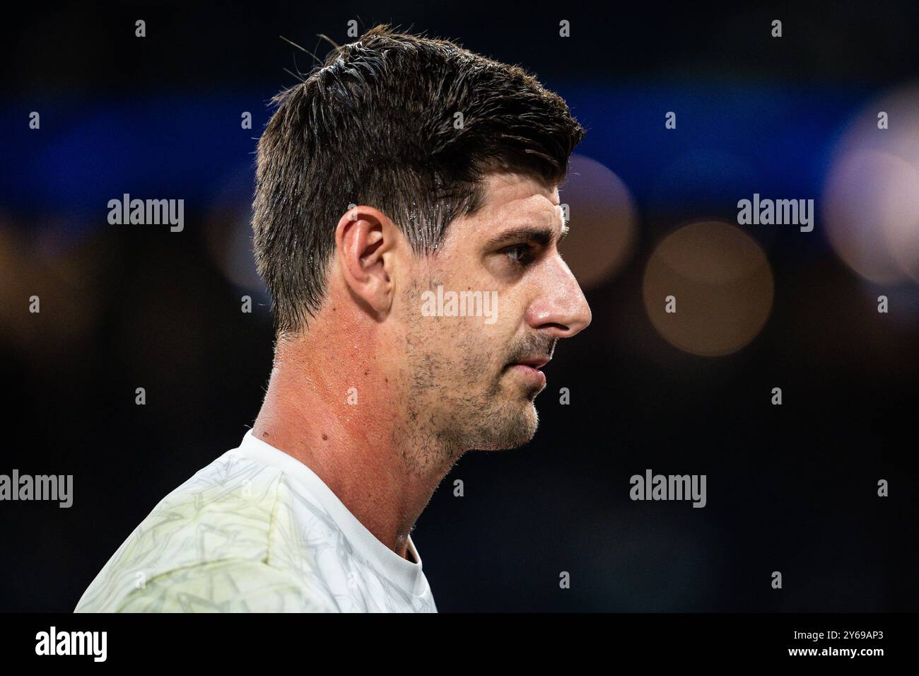 Thibaut COURTOIS du Real Madrid lors du match de football de la Ligue espagnole entre le Real Madrid et le Deportivo Alaves le 24 septembre 2024 au stade Santiago Bernabeu de Madrid, Espagne Banque D'Images