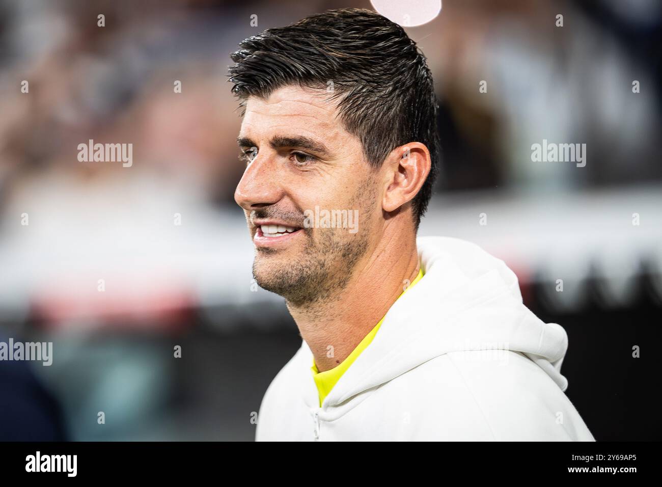 Thibaut COURTOIS du Real Madrid lors du match de football de la Ligue espagnole entre le Real Madrid et le Deportivo Alaves le 24 septembre 2024 au stade Santiago Bernabeu de Madrid, Espagne Banque D'Images