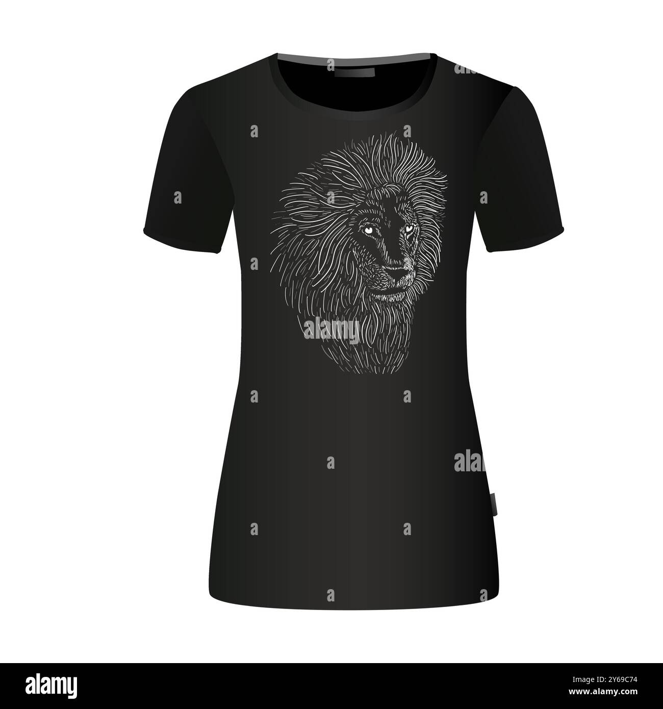 Lion blanc sur fond noir. Graphisme sur un t-shirt. dessin à la main. Pas ai, illustration vectorielle. Illustration de Vecteur