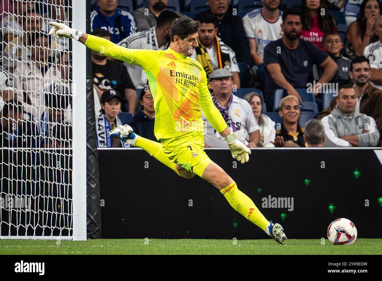Thibaut COURTOIS du Real Madrid lors du match de football de la Ligue espagnole entre le Real Madrid et le Deportivo Alaves le 24 septembre 2024 au stade Santiago Bernabeu de Madrid, Espagne Banque D'Images