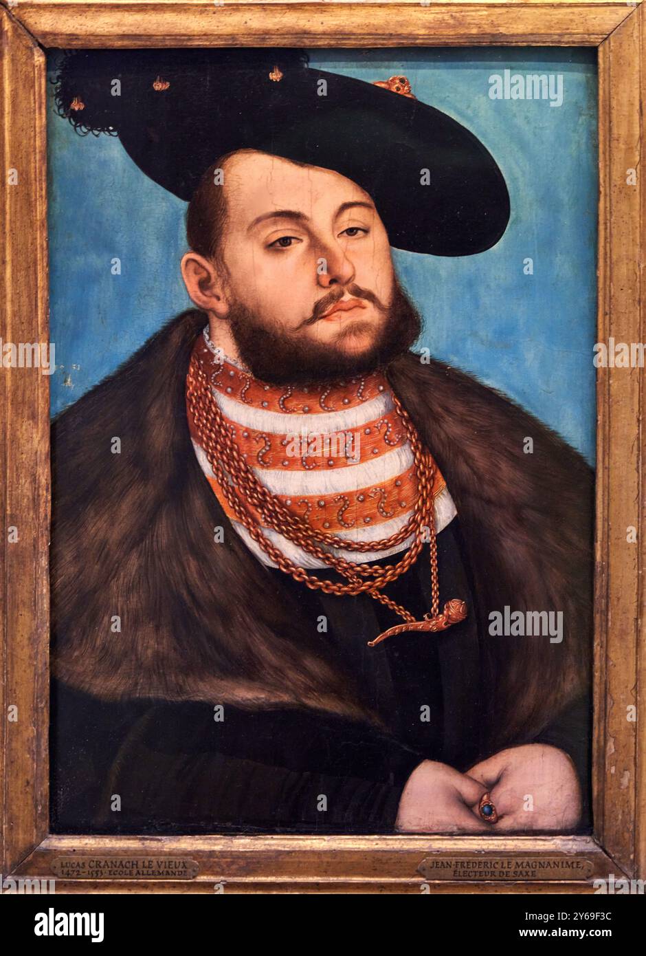 Portrait de Jean Frédéric le Magnanime (1503-1554), prince héritier de Saxe (Allemagne moderne), huile sur panneau (hêtre), 1531, Lucas CRANACH dit l'ancien, KRONACH (Allemagne), 1472 - Weimar (Allemagne), 1553, Musée du Louvre, Paris, France. Banque D'Images