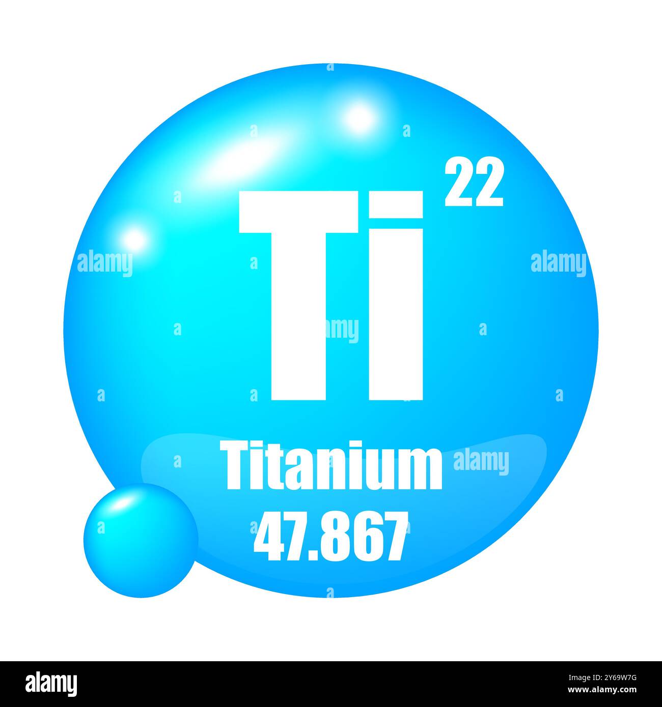 Icône d'élément titane. Mise au point du symbole TI. Numéro atomique 22. Masse 47.867. Illustration de Vecteur