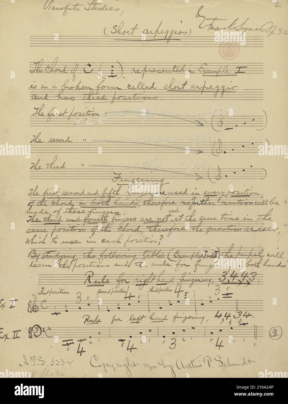 Musique 1800-1900, manuscrits de musique, Lynes, Frank. Pianoforte Studies, op. 32, Lynes, Frank., 1800 - 1900, Schmidt, Arthur Paul, édition musicale, musique populaire, écriture et édition, partition, musique, États-Unis, 19th Century, musique, États-Unis, manuscrits, États-Unis, manuscrits Banque D'Images