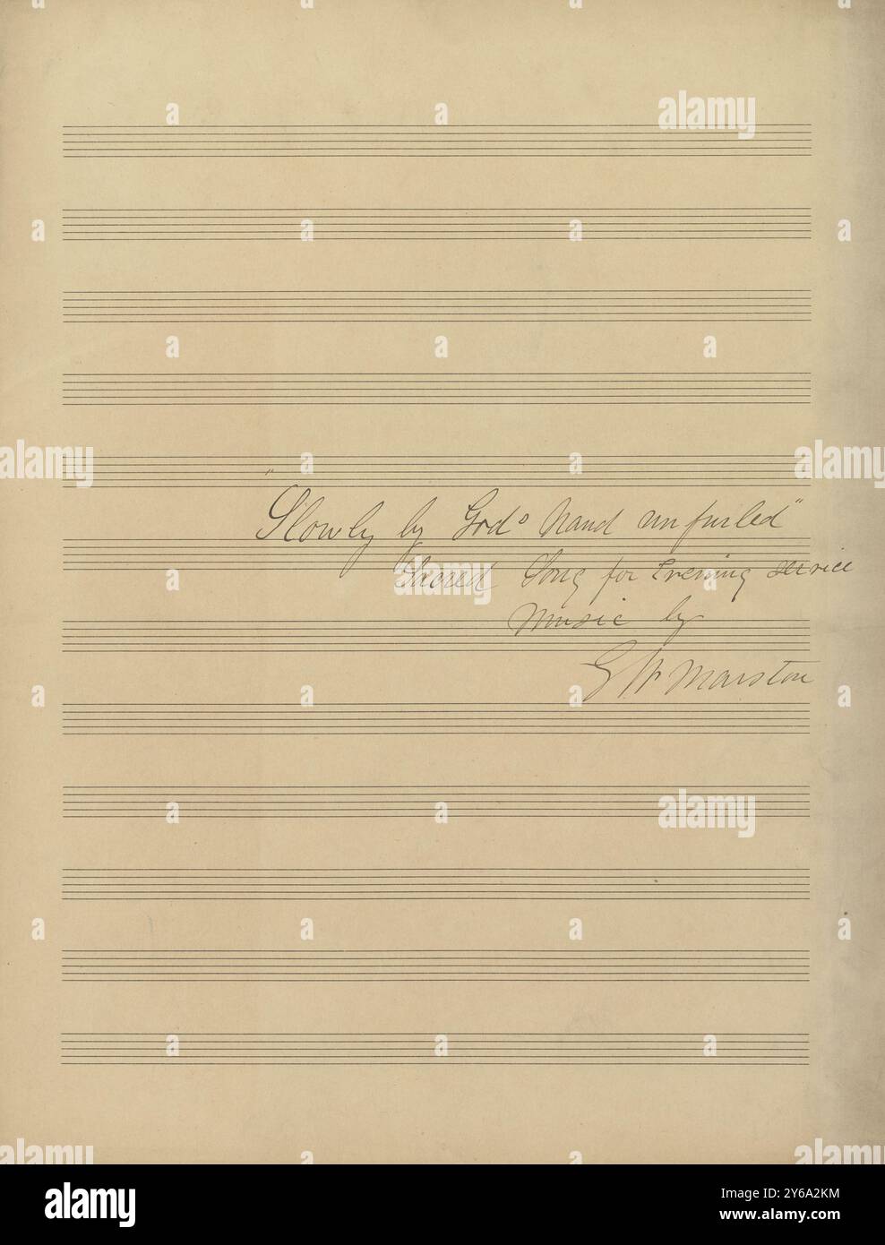 Musique 1800-1900, manuscrits de musique ; Marston, G. W. Slowly by God's Hand Unfurled, Marston, G. W., 1800 - 1900, Schmidt, Arthur Paul, édition musicale, musique populaire, écriture et édition, partitions, musique, États-Unis, 19e siècle, musique, États-Unis, manuscrits, États-Unis, manuscrits Banque D'Images