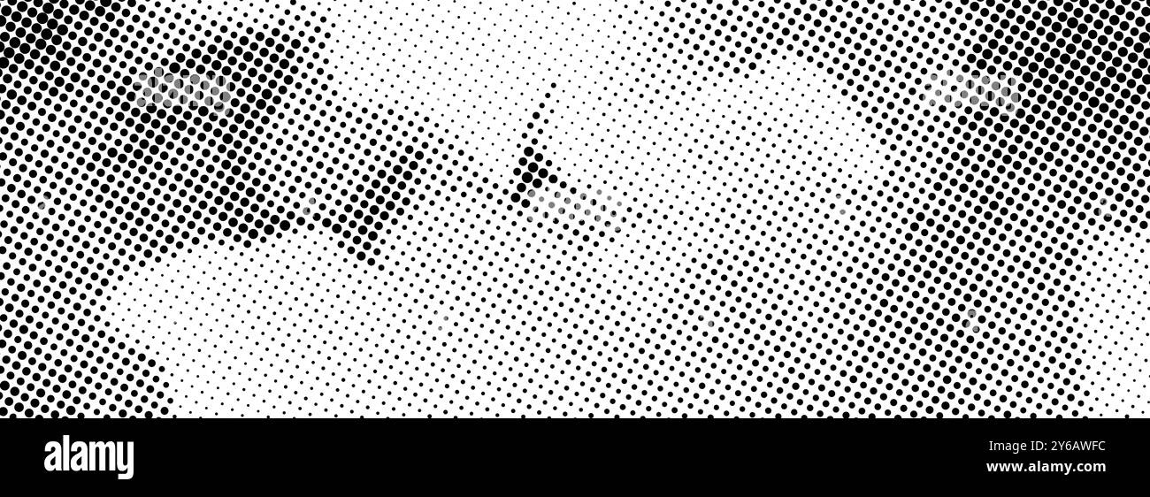 Texture de demi-teinte granuleuse et déformée en pointillés. Arrière-plan bitmap à grain de pixels désordonné. Motif dégradé ondulé grunge déchiré. Fond de bruit de trame rétro. Fond d'écran de superposition de dessin animé abstrait vectoriel Illustration de Vecteur