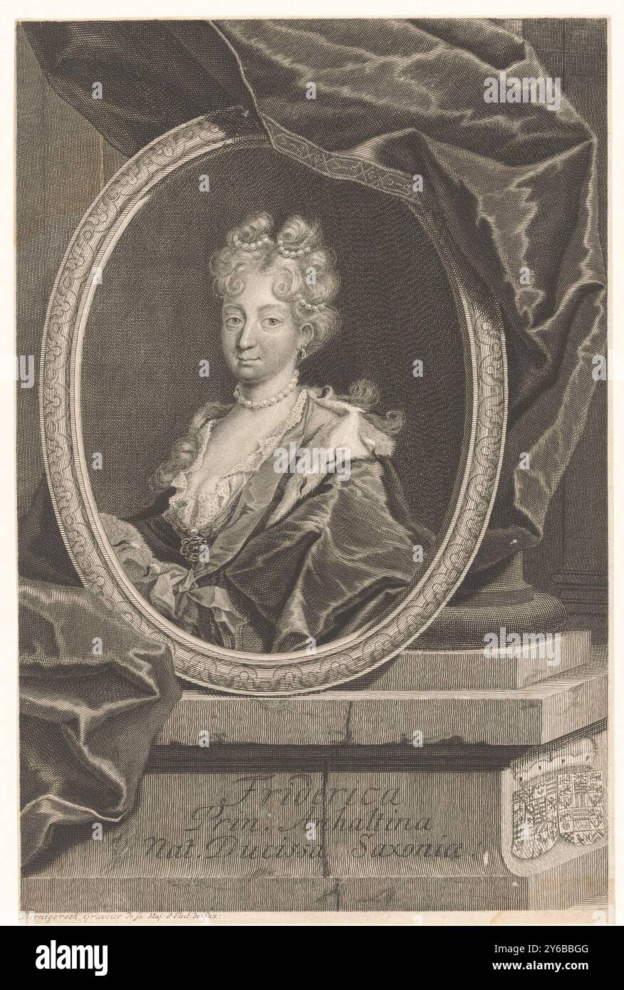 Friederike von Sachsen-Gotha-Altenburg, Reine d'Anhalt-Zerbst, imprimerie, imprimeur : Martin Bernigeroth, (mentionné sur l'objet), Leipzig, 1707 - 1733, papier, gravure, gravure, hauteur, 333 mm × largeur, 214 mm Banque D'Images