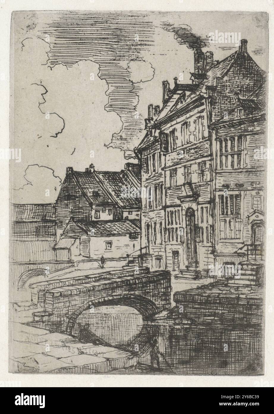 Kleine Looiersstraat in Maastricht, Kleine Looyerstraat (titre sur objet), estampe, imprimeur : Alexander Schaepkens, 1830 - 1899, papier, gravure, hauteur, 154 mm × largeur, 110 mm Banque D'Images